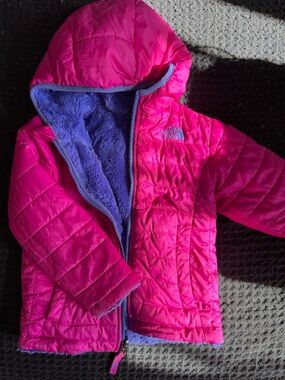 The North Face Hot Pink Jacket with Purple Trim